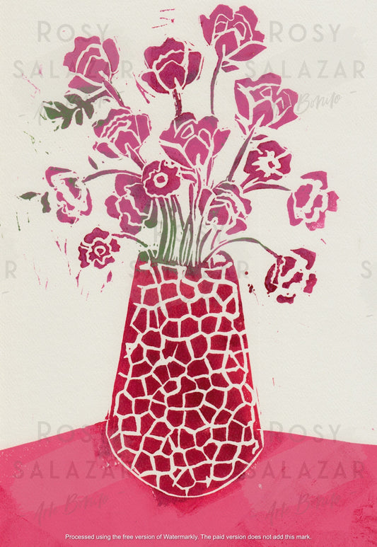 Flowers in the Red Vase